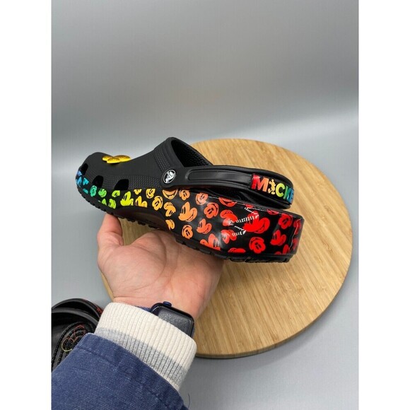 Crocs Shoes Mens 10 Womens 12 Disney Mickey Rainbow Pride Celebration Black - Picture 15 of 16